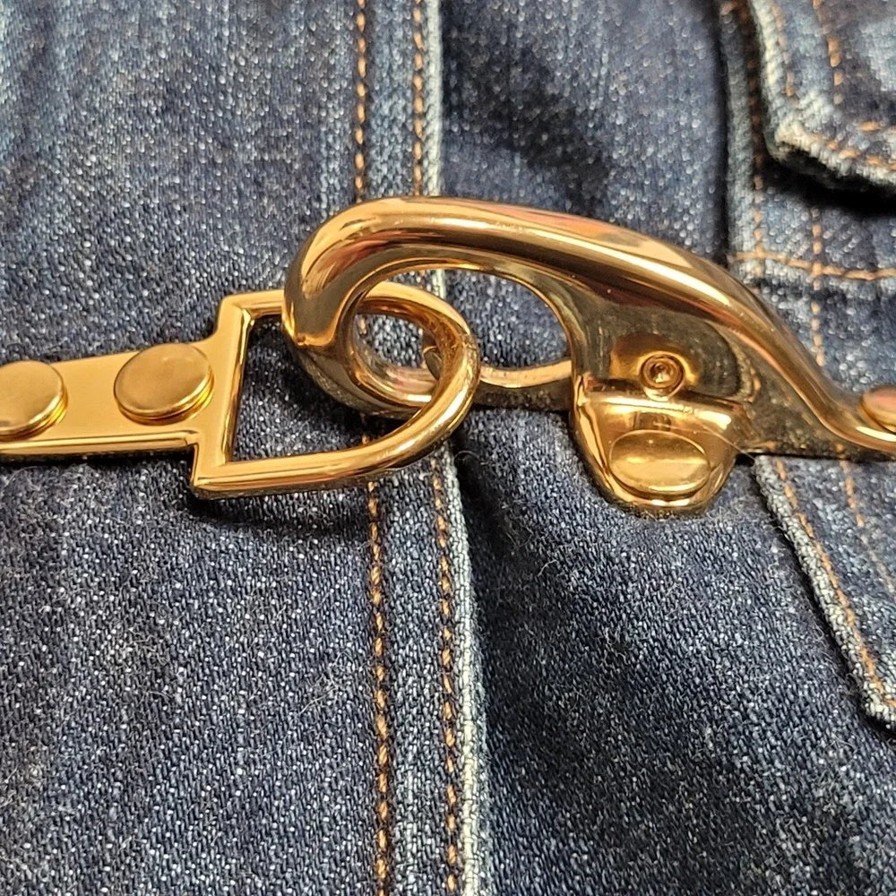 🐎Vintage Lauren Jeans Co Ralph Lauren Women M Blue Denim Fireman Jacket 90s Y2K - Picture 11 of 16